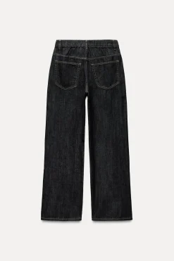 ZARA Jeans^CALÇAS DE GANGA TRF COM CORDÕES Azul-marinho