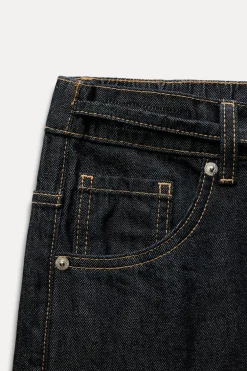 ZARA Jeans^CALÇAS DE GANGA TRF COM CORDÕES Azul-marinho