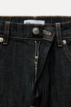 ZARA Jeans^CALÇAS DE GANGA TRF COM CORDÕES Azul-marinho