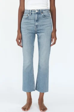 ZARA Jeans^CALÇAS DE GANGA TRF STOVE PIPE CINTURA SUBIDA Azul