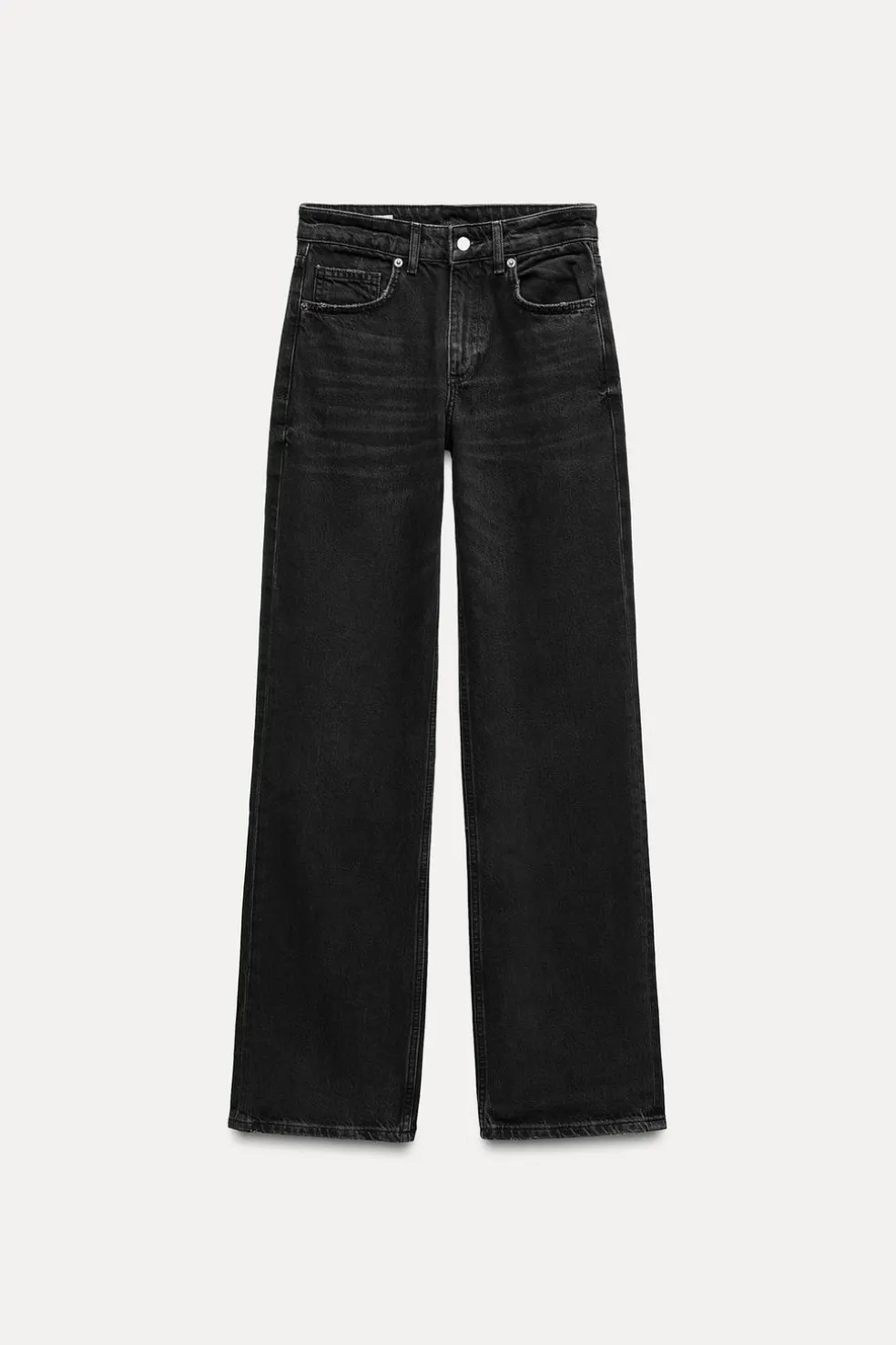 ZARA Jeans^CALÇAS DE GANGA TRF WIDE LEG CINTURA MÉDIA Preto