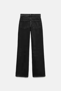 ZARA Jeans^CALÇAS DE GANGA TRF WIDE LEG CINTURA MÉDIA Preto