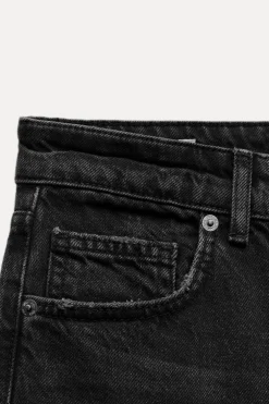 ZARA Jeans^CALÇAS DE GANGA TRF WIDE LEG CINTURA MÉDIA Preto