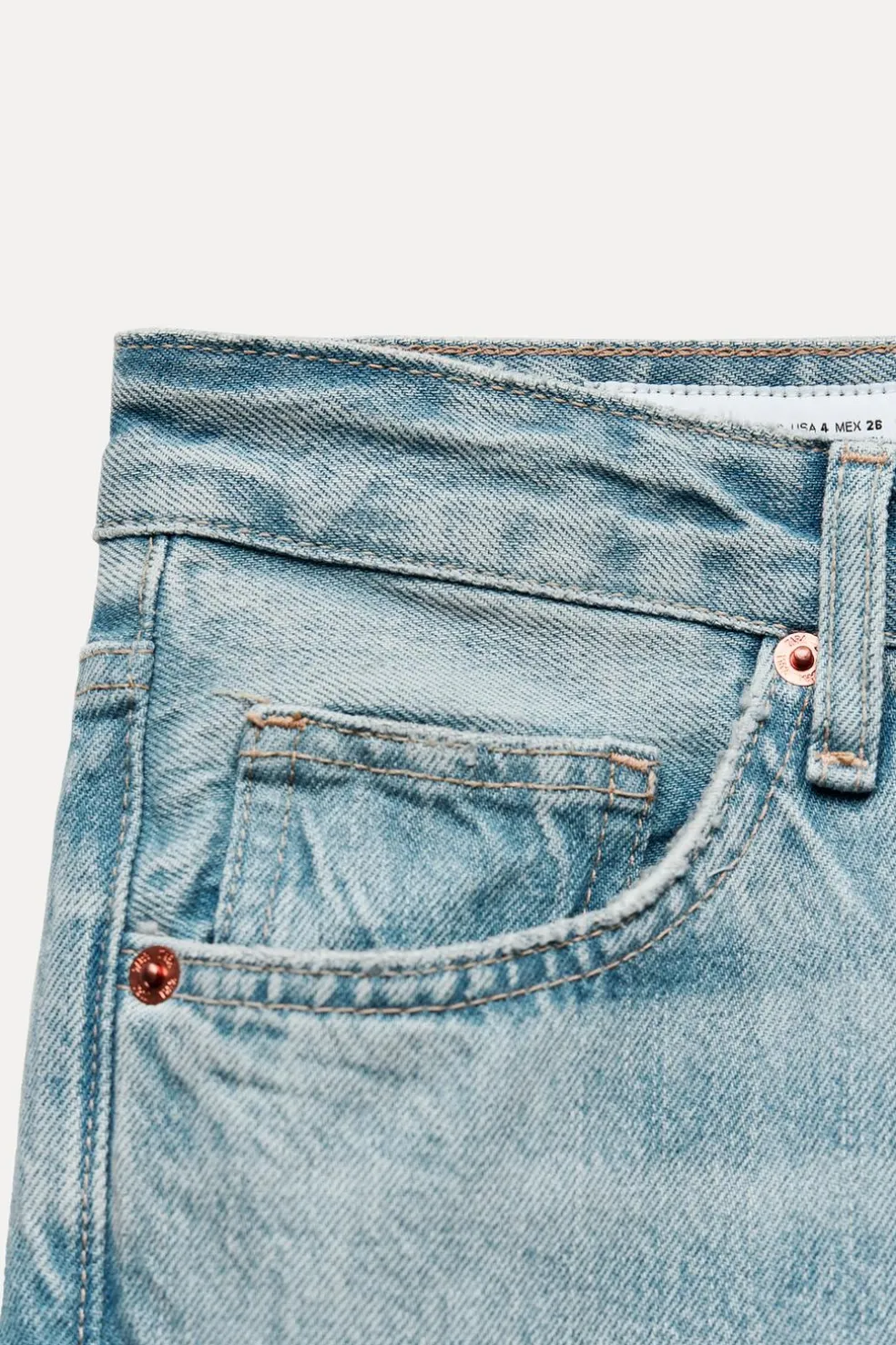 ZARA Jeans^CALÇAS DE GANGA TRF WIDE LEG RASGÕES CINTURA MÉDIA Azul-claro