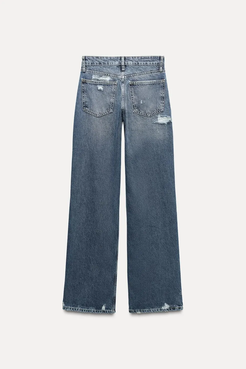 ZARA Jeans^CALÇAS DE GANGA TRF WIDE LEG RASGÕES CINTURA MÉDIA Azul