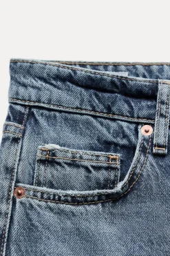 ZARA Jeans^CALÇAS DE GANGA TRF WIDE LEG RASGÕES CINTURA MÉDIA Azul