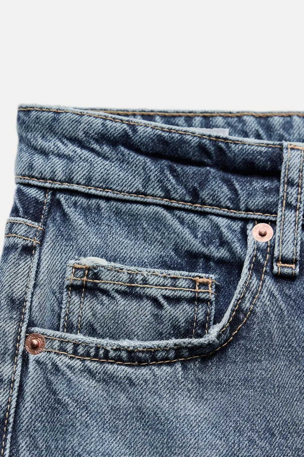 ZARA Jeans^CALÇAS DE GANGA TRF WIDE LEG RASGÕES CINTURA MÉDIA Azul