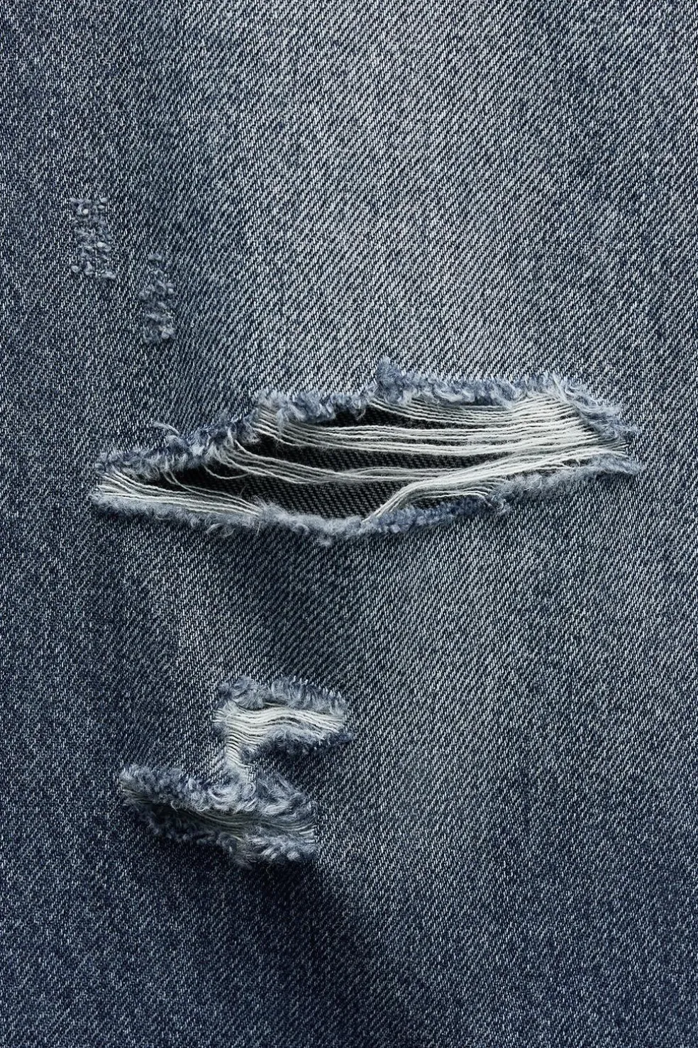 ZARA Jeans^CALÇAS DE GANGA TRF WIDE LEG RASGÕES CINTURA MÉDIA Azul