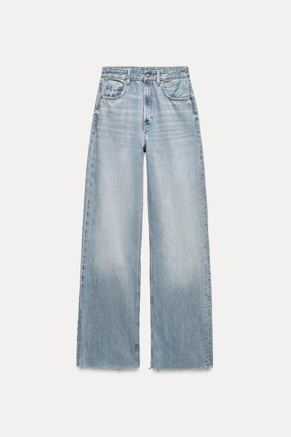 ZARA Jeans^CALÇAS DE GANGA TRF WIDE LEG CINTURA SUBIDA Azul