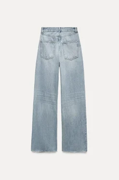 ZARA Jeans^CALÇAS DE GANGA TRF WIDE LEG CINTURA SUBIDA Azul