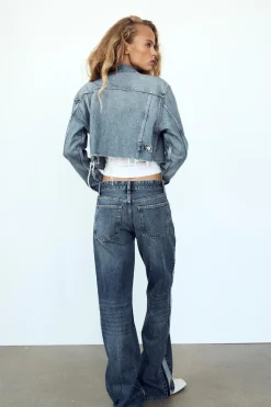 ZARA Jeans^CALÇAS DE GANGA TRF WIDE LEG CINTURA MÉDIA Azul