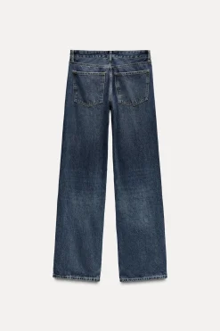 ZARA Jeans^CALÇAS DE GANGA TRF WIDE LEG CINTURA MÉDIA Azul