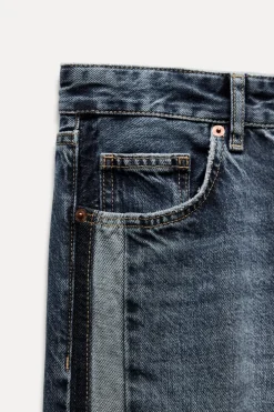 ZARA Jeans^CALÇAS DE GANGA TRF WIDE LEG CINTURA MÉDIA Azul
