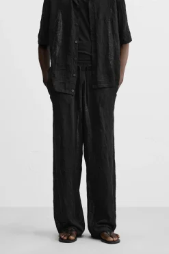 ZARA Camisola / Casacos|Calças^CALÇAS DE MALHA COM EFEITO ENRUGADO Preto