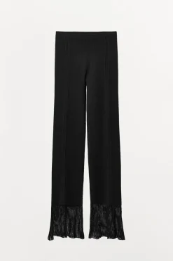 ZARA Calças|Lingerie^CALÇAS DE MALHA COM NERVURAS Preto
