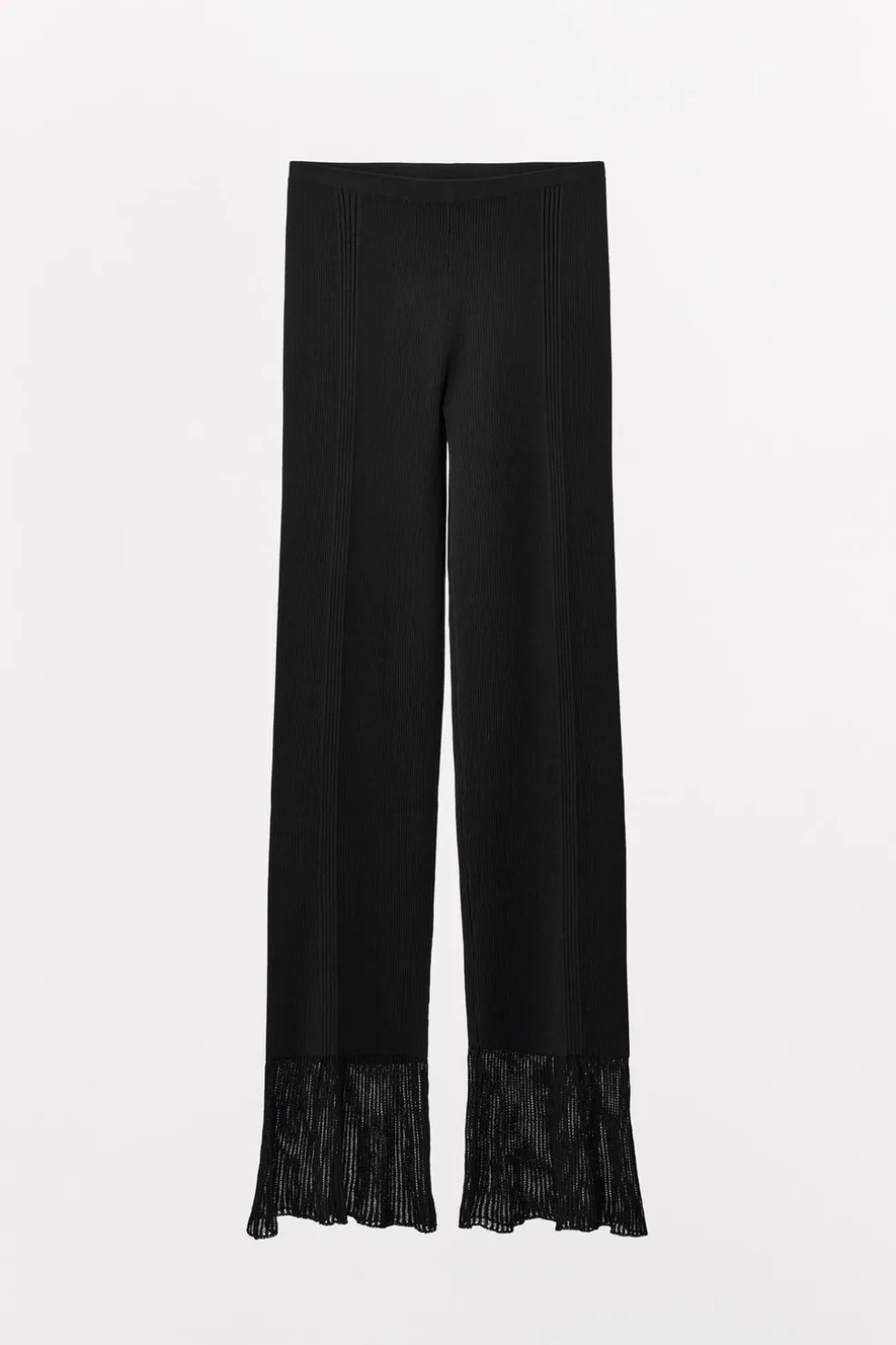 ZARA Calças|Lingerie^CALÇAS DE MALHA COM NERVURAS Preto