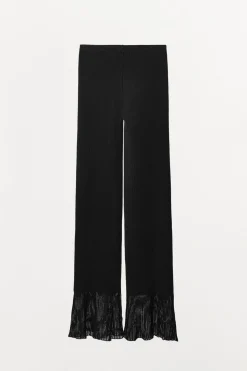 ZARA Calças|Lingerie^CALÇAS DE MALHA COM NERVURAS Preto