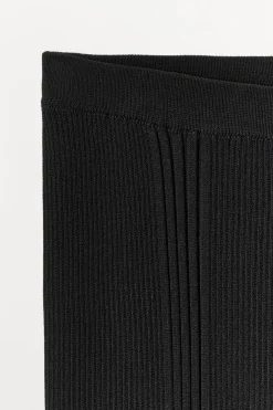 ZARA Calças|Lingerie^CALÇAS DE MALHA COM NERVURAS Preto