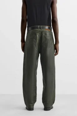 ZARA Pele|Calças^CALÇAS DE PELE COM EFEITO ENRUGADO Verde-escuro