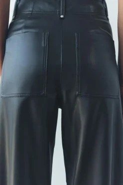 ZARA Jeans|Calças^CALÇAS DE PERNA LARGA EM POLIPELE ZW COLLECTION Preto