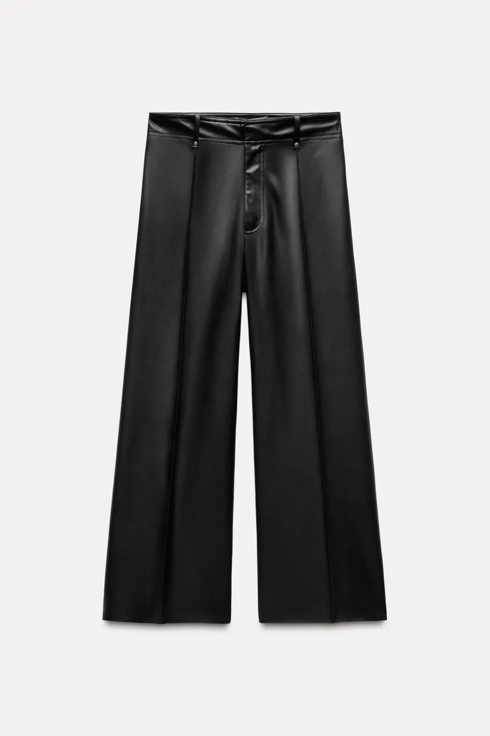 ZARA Jeans|Calças^CALÇAS DE PERNA LARGA EM POLIPELE ZW COLLECTION Preto
