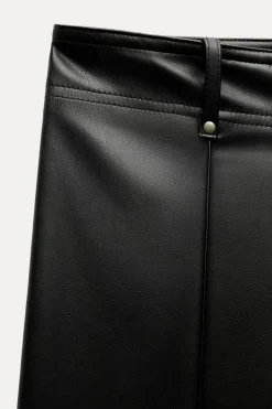 ZARA Jeans|Calças^CALÇAS DE PERNA LARGA EM POLIPELE ZW COLLECTION Preto