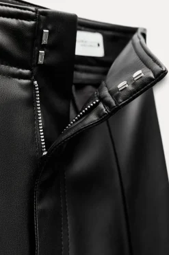ZARA Jeans|Calças^CALÇAS DE PERNA LARGA EM POLIPELE ZW COLLECTION Preto
