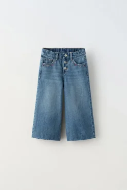 CALÇAS DENIM CULOTTE BORDADOS-ZARA Outlet