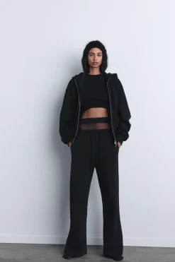 ZARA Winter Layersnew|Calças^CALÇAS DIREITAS DE FELPA Preto