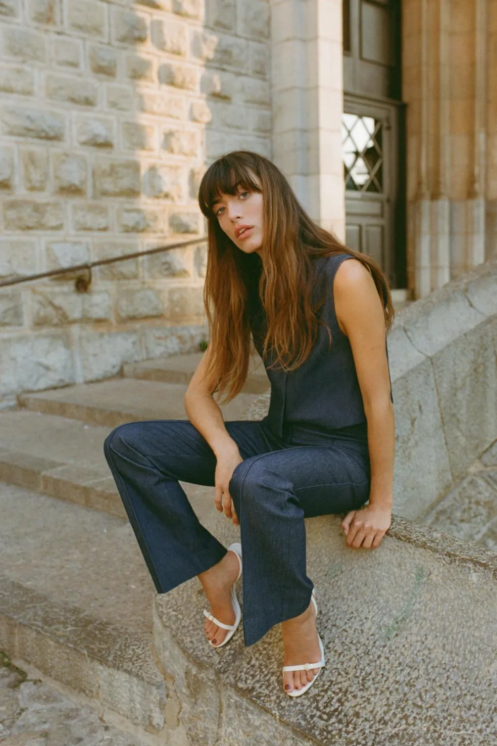 ZARA Jeans|Calças^CALÇAS FLARE EFEITO DENIM Índigo