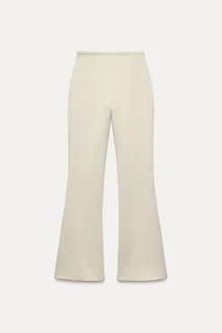 ZARA Winter Layersnew|Calças^CALÇAS FLARE INTERLOCK COSTURAS Cru