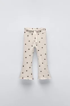 CALÇAS FLARE RIB BOLINHAS SOFT TOUCH-ZARA Fashion