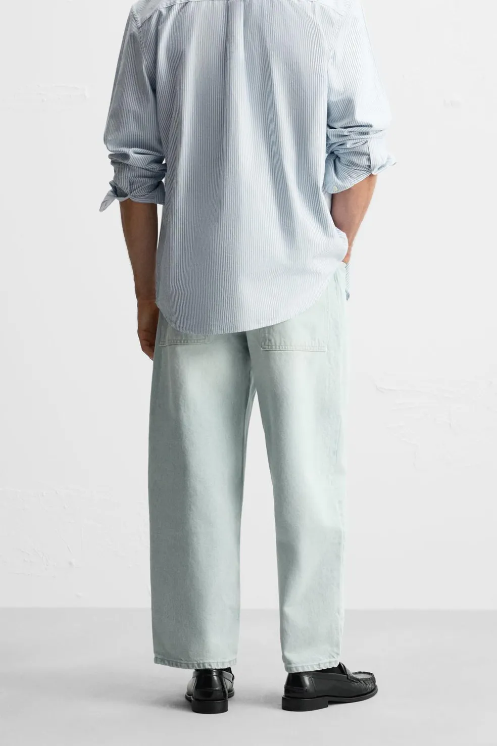ZARA Calças De Ganga^CALÇAS JEANS TAPERED FIT Azul-celeste