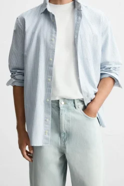 ZARA Calças De Ganga^CALÇAS JEANS TAPERED FIT Azul-celeste