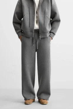 ZARA Fato De Treino|Vestuário De Inverno^CALÇAS JOGGER DE PERNA LARGA Cinzento-vigoré