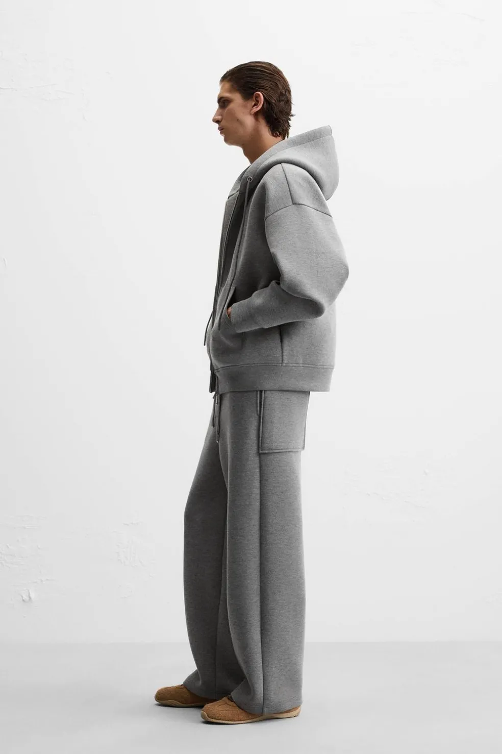 ZARA Fato De Treino|Vestuário De Inverno^CALÇAS JOGGER DE PERNA LARGA Cinzento-vigoré