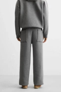 ZARA Fato De Treino|Vestuário De Inverno^CALÇAS JOGGER DE PERNA LARGA Cinzento-vigoré