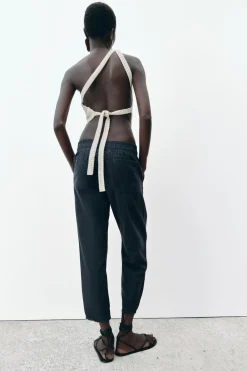 ZARA Jeans|Calças^CALÇAS JOGGER ESTILO PIJAMA ZW COLLECTION Cinzento-antracito