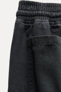 ZARA Jeans|Calças^CALÇAS JOGGER ESTILO PIJAMA ZW COLLECTION Cinzento-antracito