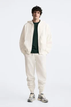 ZARA Vestuário De Inverno|Calças^CALÇAS JOGGER HEAVY WEIGHT Branco-marfim