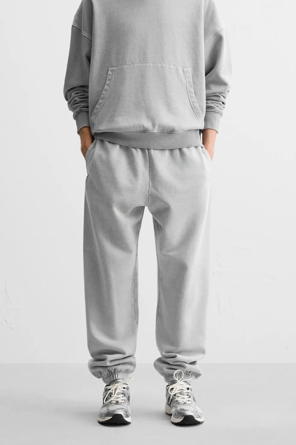 ZARA Vestuário De Inverno|Calças^CALÇAS JOGGER LAVADAS Cinzento-antracito