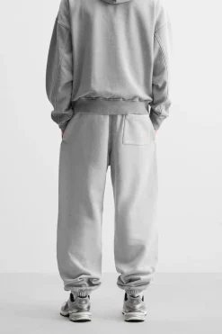 ZARA Vestuário De Inverno|Calças^CALÇAS JOGGER LAVADAS Cinzento-antracito