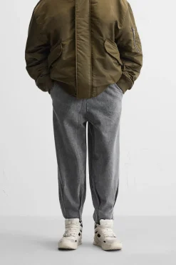 ZARA Vestuário De Inverno|Calças^CALÇAS JOGGER OVERSIZE LAVADAS Cinzento
