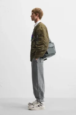 ZARA Vestuário De Inverno|Calças^CALÇAS JOGGER OVERSIZE LAVADAS Cinzento
