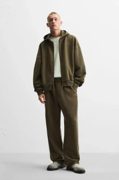 ZARA Vestuário De Inverno|Calças^CALÇAS JOGGER OVERSIZE LIMITED EDITION Caqui-escuro