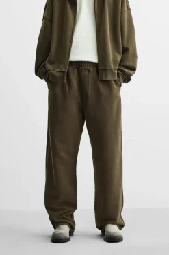 ZARA Vestuário De Inverno|Calças^CALÇAS JOGGER OVERSIZE LIMITED EDITION Caqui-escuro