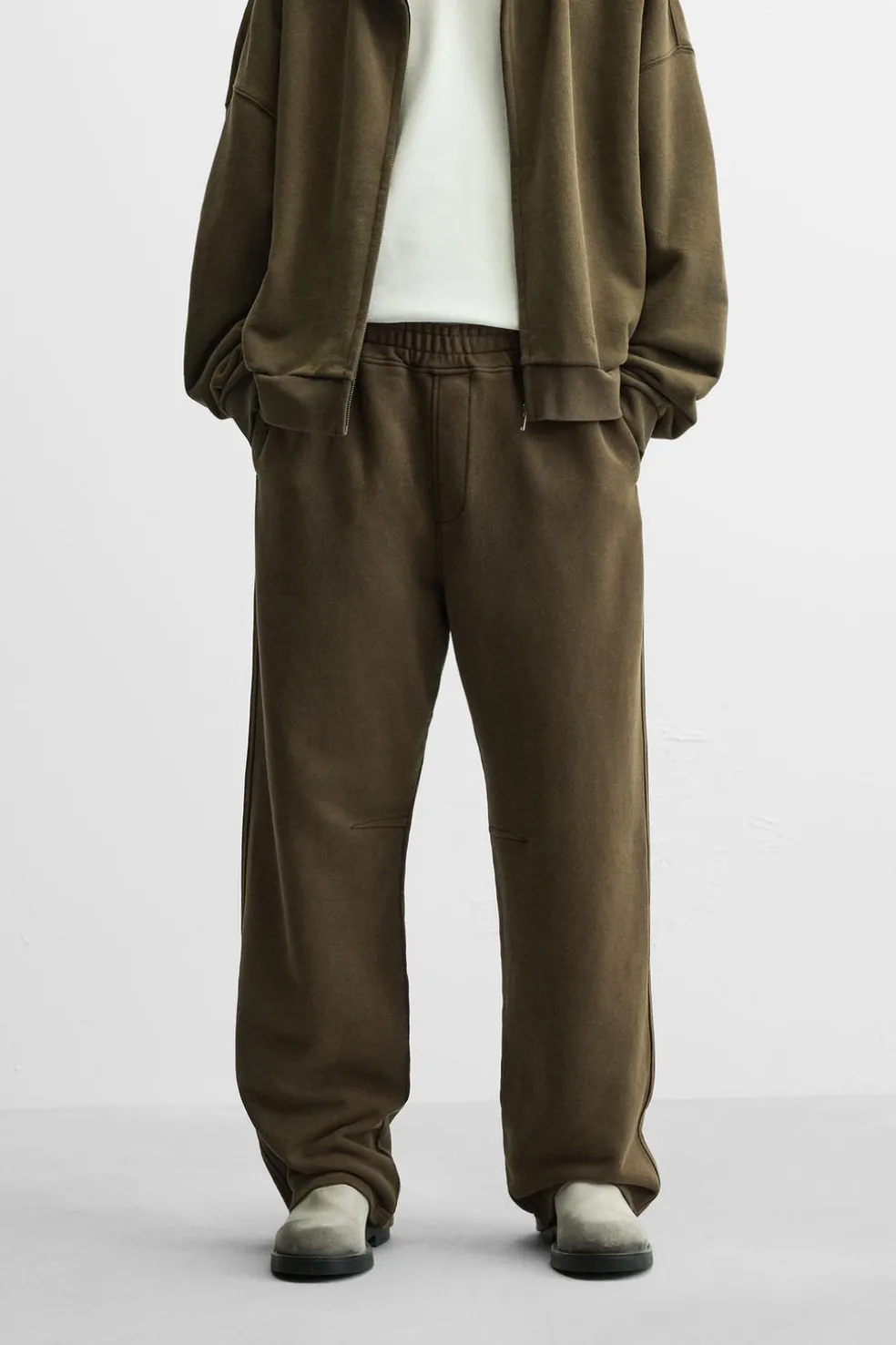ZARA Vestuário De Inverno|Calças^CALÇAS JOGGER OVERSIZE LIMITED EDITION Caqui-escuro