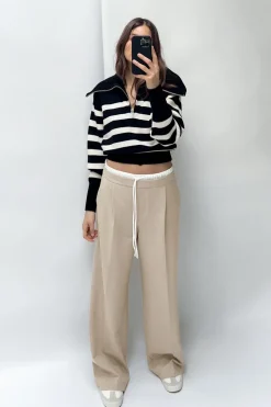 ZARA Winter Layersnew|Calças^CALÇAS LARGAS COM CINTURA DUPLA Areia