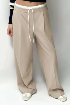 ZARA Winter Layersnew|Calças^CALÇAS LARGAS COM CINTURA DUPLA Areia