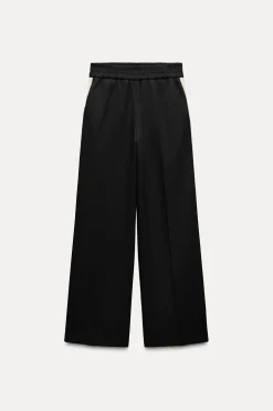 ZARA Winter Layersnew|Calças^CALÇAS LARGAS COM FAIXA LATERAL Preto